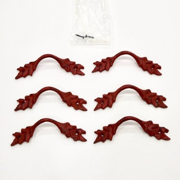 New set of 6 red pull / knob, many available - Picture 1 of 3